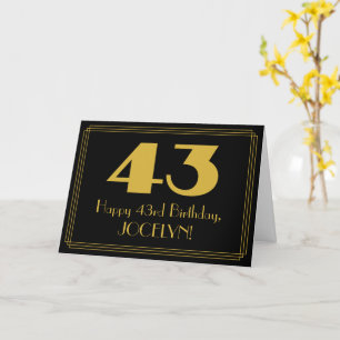 Cartão 43º Aniversário: Art Deco Inspirou a aparência 