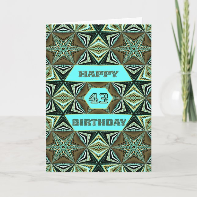 Cartão 43º aniversário com design abstrato verde (Frente)