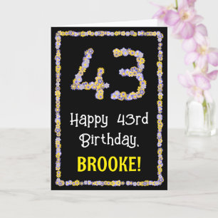 Cartão 43.o Aniversário: Número de Flores, Nome Personali
