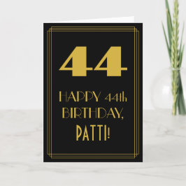Cartão 44 Aniversário ~ Arte Deco Inspirou Olhar "44" & N