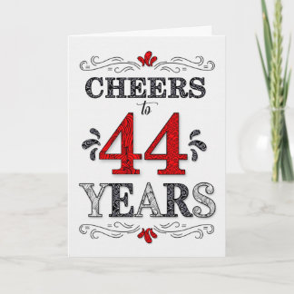 Cartão 44 Birthday Saúde no Padrão Negro Branco Vermelho