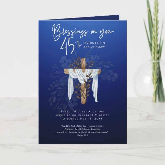 Cartão 45.ª ORDENAÇÃO ANIVERSARY Padre Ministro (Frente)