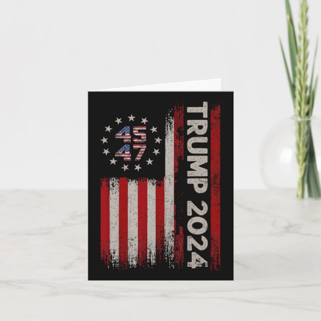 Cartão 45 47 Donald Trump 2024 Bandeira Americana 2024 El (Frente)