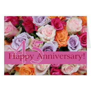 Cartão 45th rosas felizes do aniversário
