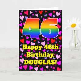 Cartão 46º aniversário: Padrão de coração adorável, arco-