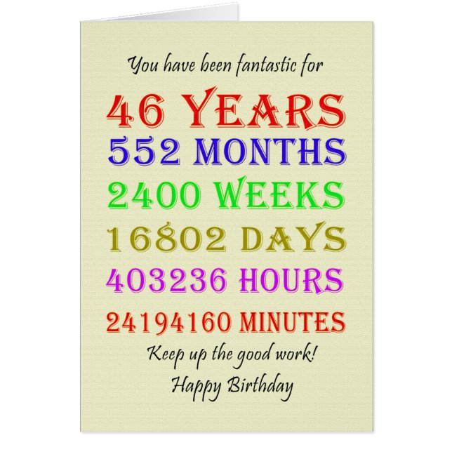 Cartão 46.º aniversário (Frente)