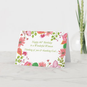Cartão 46.º Aniversário Maravilhosa Mulher Maravilhosa Fl