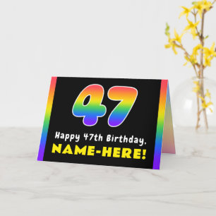 Cartão 47.º aniversário: Arco-Íris Colorido nº 47, Nome P