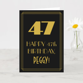 Cartão 47.º aniversário - Art Deco Inspirou "47" & Nome