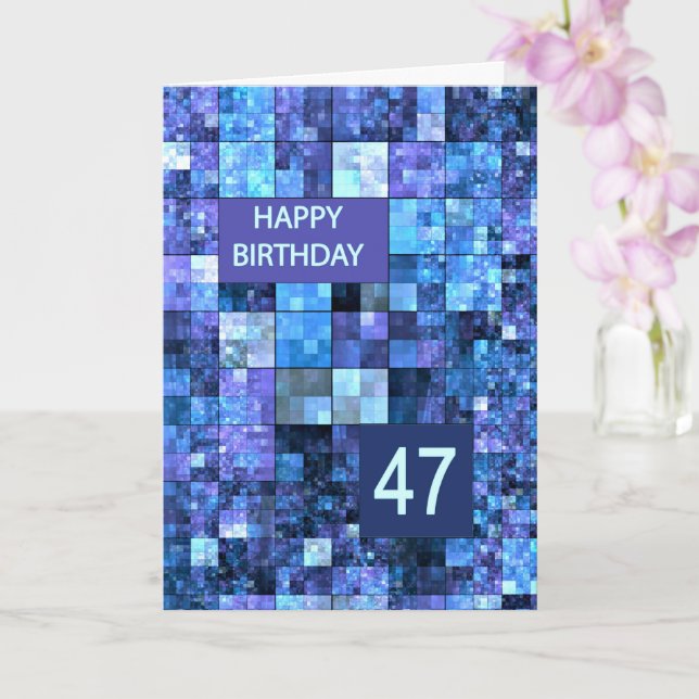 Cartão 47.º aniversário, Blue Squares, (Orquídea)