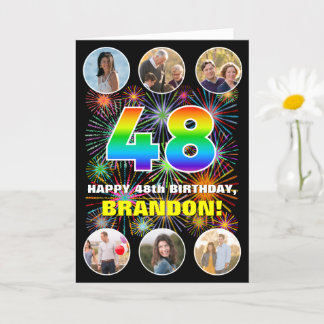 Cartão 48º aniversário: Divertido Rainbow #, Personalizad