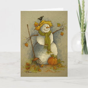 Cartão 4878 Harvest Snowman Halloween Greeting Card