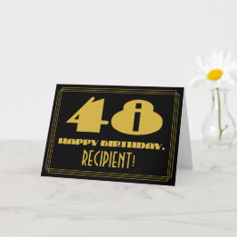 Cartão 48.º Aniversário: Nome + Art Deco Inspiraram "48"
