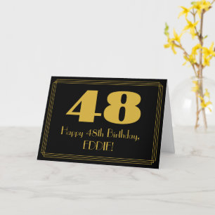 Cartão 48.o Aniversário: Art Deco Inspirou "48" & Nome