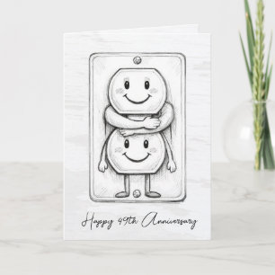 Cartão 49º Aniversário de Casamento Tomada Elétrica