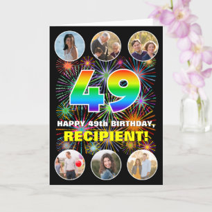 Cartão 49º aniversário: Divertido Rainbow #, Personalizad