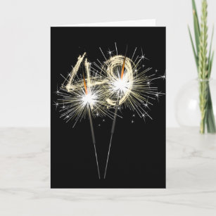 Cartão 49º aniversário dos Sparklers de Preto