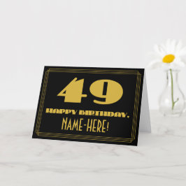 Cartão 49.º Aniversário: Nome + Art Deco Inspiraram "49"