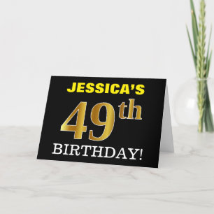 Cartão "49.º ANIVERSÁRIO" preto, imitação Dou