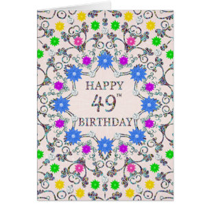 Cartão 49th Birthday Abstract Flowers