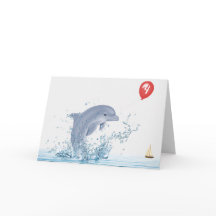 4.º Golfinho de Aniversário com Balão Vermelho