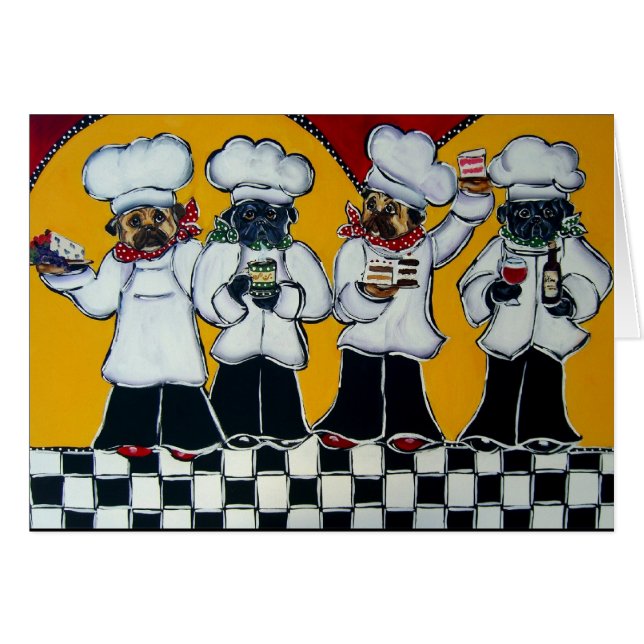 Cartão 4 Chef Pug (Frente Horizontal)
