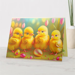 Cartão 4 Coleção De Galinhas E Flores De Páscoa