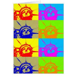 Cartão 4 Color Pop Art Lady Liberty
