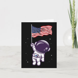 Cartão 4 De Julho Astronauta Americana Flag Funny Patr