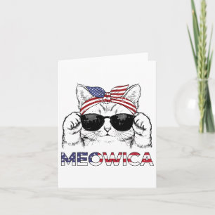 Cartão 4 De Julho Cat Meowica Usa Bandana Patriot Girls