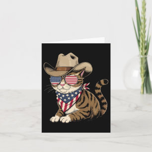 Cartão 4 De Julho Cat Para Cowboy Lover Usa Flag American