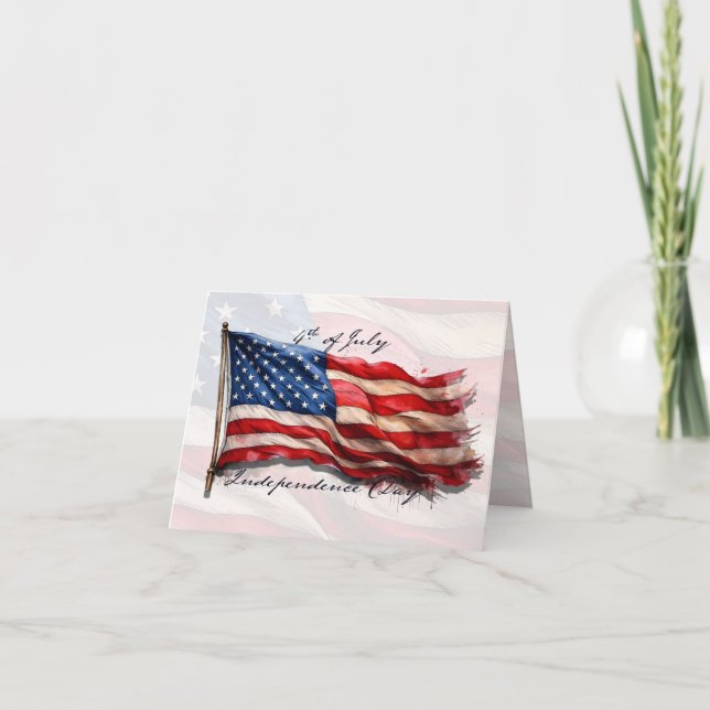 Cartão 4 de Julho – Celebre com a Bandeira dos EUA (Frente)