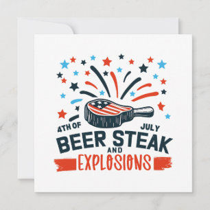 Cartão 4 De Julho De Beer Steak E Explosões