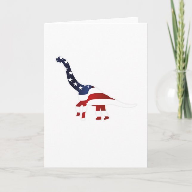 Cartão 4 de julho Dinossauro Americano Bandeira Funny Gif (Frente)