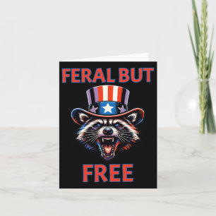 Cartão 4 De Julho Feral Mas Livre E Patriótica Raccoon En