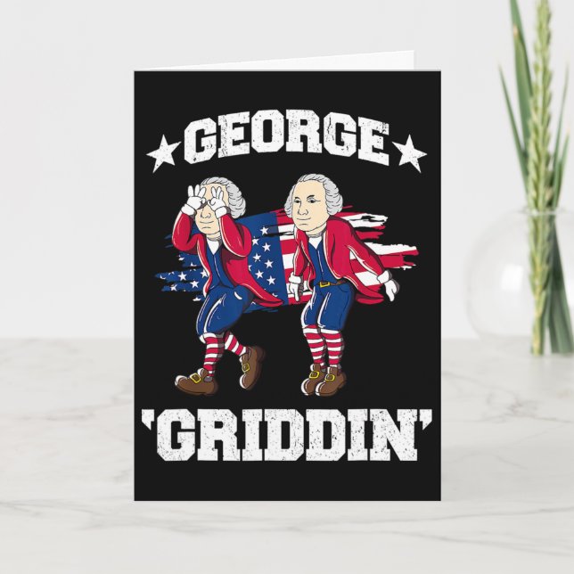 Cartão 4 de Julho George Washington Griddy George Griddi (Frente)