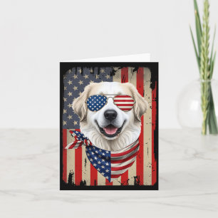 Cartão 4 de Julho Grande Cão Pirenéus Bandeira Americana