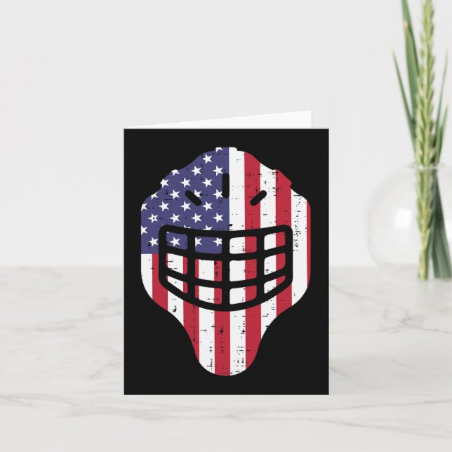 Cartão 4 de julho Hockey Hockey Helmet America Flag Ameri (Frente)