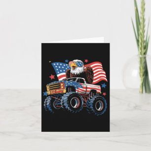 Cartão 4 De Julho Monster Truck Bald Eagle American Flag