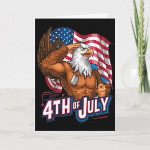 Cartão 4 de Julho Patriótico Águia Americana Bandeira Ind