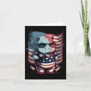 Cartão 4 De Julho Patriótico Hippo, Bandeira Americana