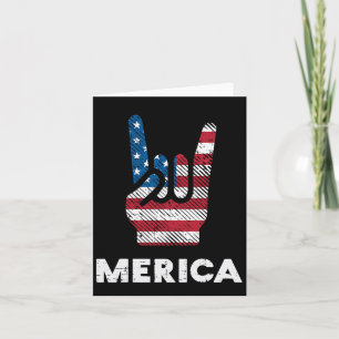Cartão 4 de Julho Rock Mão Merica Bandeira América Rocker
