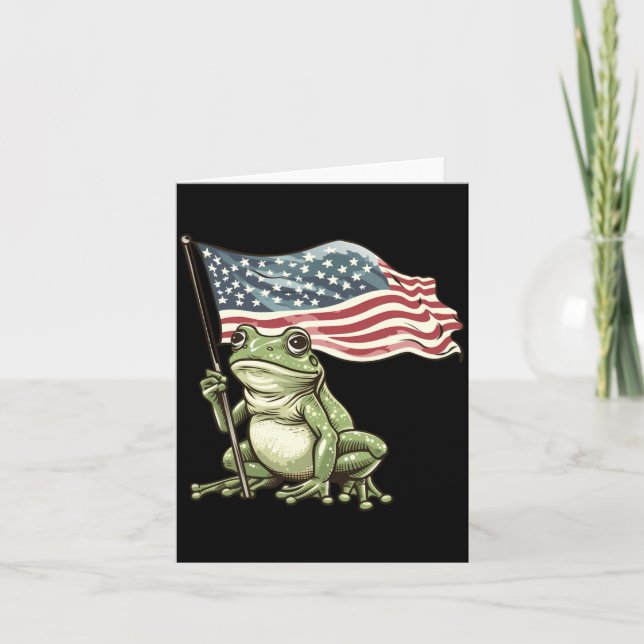 Cartão 4 De Julho Sapo Toad EUA Bandeira Americana Quarto (Frente)