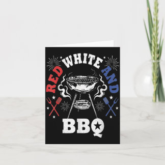 Cartão 4 De Julho Vermelho Branco E Bbq Churrasco Grelhar