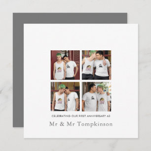 Cartão 4 fotos LGBT Gay Love Husband Primeiro Aniversário