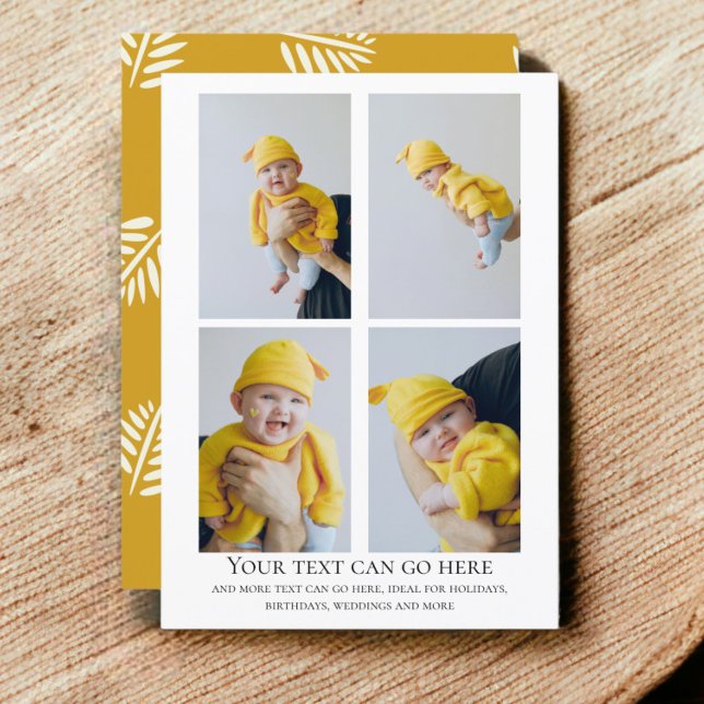 Cartão 4 modelo de fundo com padrão de foto e folha (4 Photo and leaf pattern back template flat cards from Ricaso. Make your own for many occasions)