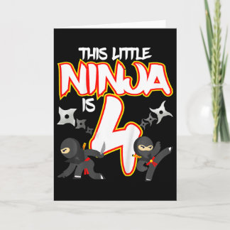 Cartão 4 Year Old Ninja Birthday Party Martial Arts Karat