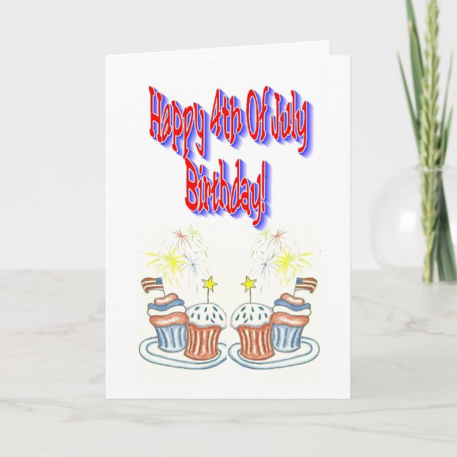 Cartão 4o feliz do aniversário de julho (Frente)