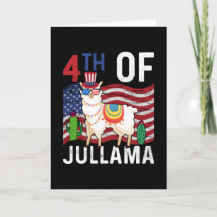 Cartão 4Th Of Jullama LLama Patriotic US Flag 4th Of July