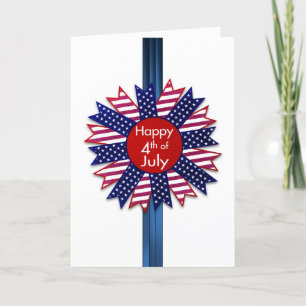 Cartão 4th of July, Stars and Stripes Ribbon, Patriotic
